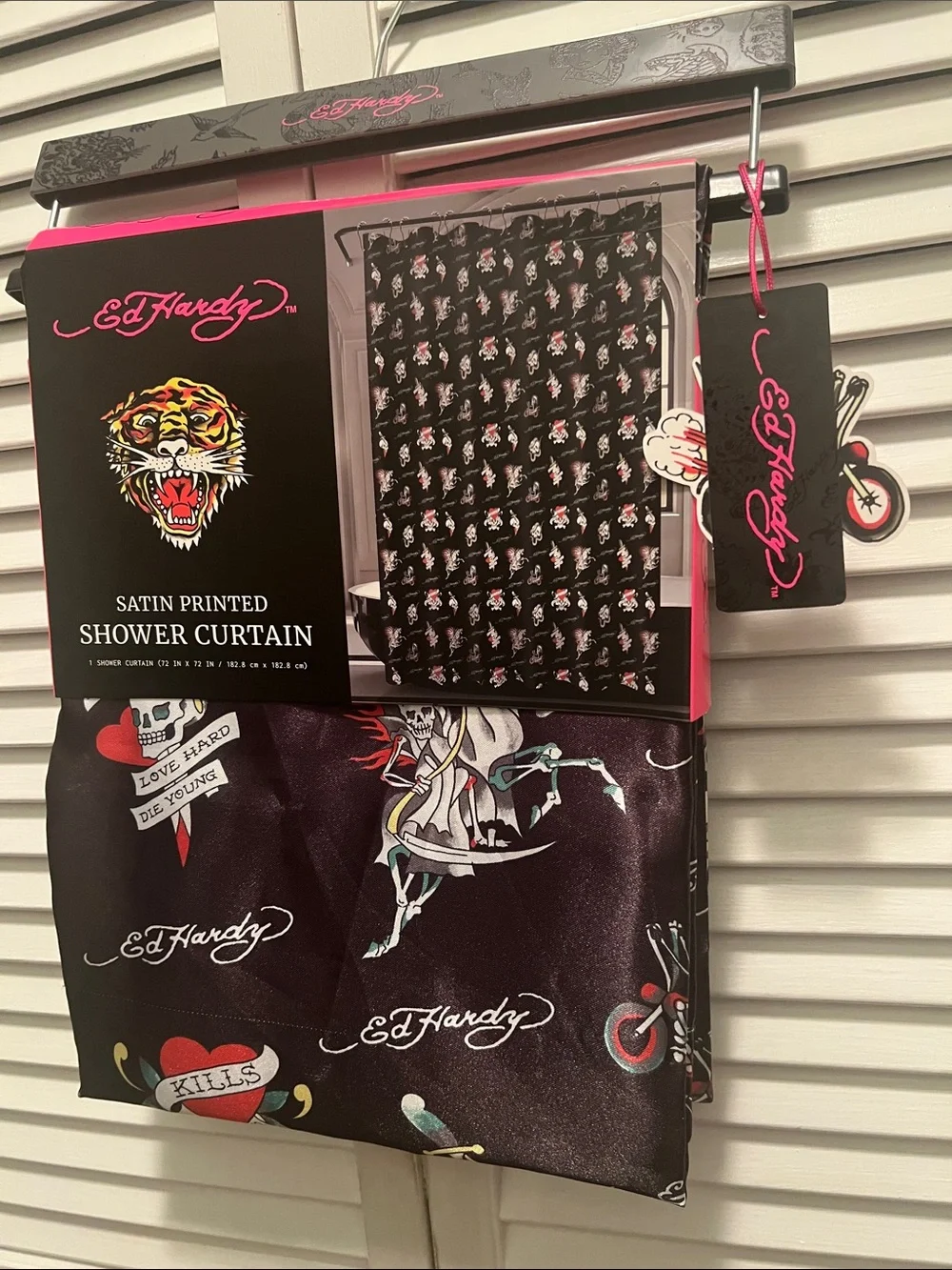 #3213**Shower Curtain ED HARDY Satin Printed Curtain Shower